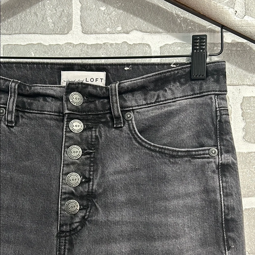 Madewell Loft High Waist Sandal Flare Jeans Black Wash Button Fly Women’s 25